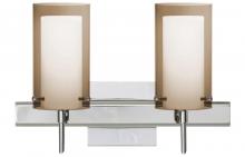 Besa Lighting 2SW-S44007-CR-SQ - Besa Pahu 4 Wall With SQ Canopy 2SW Transparent Smoke/Opal Chrome 2x40W G9