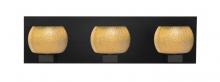 Besa Lighting 3WF-KENOGD-LED-BK - Besa, Keno Vanity, Gold Sand, Black Finish, 3x3W LED