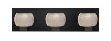 Besa Lighting 3WF-KENOSM-LED-BK - Besa, Keno Vanity, Smoke Sand, Black Finish, 3x3W LED