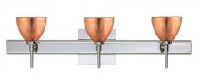 Besa Lighting 3SW-1758CF-LED-CR-SQ - Besa Divi Wall With SQ Canopy 3SW Copper Foil Chrome 3x5W LED