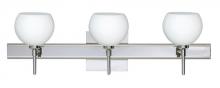 Besa Lighting 3SW-565807-LED-CR-SQ - Besa Wall With SQ Canopy Palla 5 Chrome Opal Matte 3x5W LED