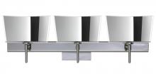 Besa Lighting 3SW-6773MR-LED-CR-SQ - Besa Groove Wall With SQ Canopy 3SW Mirror-Frost Chrome 3x5W LED
