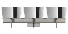Besa Lighting 3SW-6773MR-LED-SN-SQ - Besa Groove Wall With SQ Canopy 3SW Mirror-Frost Satin Nickel 3x5W LED