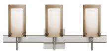Besa Lighting 3SW-S44007-SN-SQ - Besa Pahu 4 Wall With SQ Canopy 3SW Transparent Smoke/Opal Satin Nickel 3x40W G9
