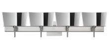 Besa Lighting 4SW-6773MR-LED-SN-SQ - Besa Groove Wall With SQ Canopy 4SW Mirror-Frost Satin Nickel 4x5W LED