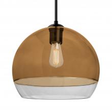 Besa Lighting J-ALLY12AM-EDIL-BK - Besa, Ally 12 Cord Pendant For Multiport Canopy, Amber/Clear, Black Finish, 1x8W LED Filament