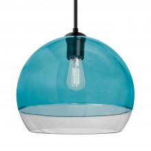 Besa Lighting J-ALLY12BL-EDIL-BK - Besa, Ally 12 Cord Pendant For Multiport Canopy, Coral Blue/Clear, Black Finish, 1x8W LED Filament