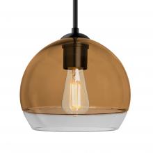 Besa Lighting J-ALLY8AM-EDIL-BK - Besa, Ally 8 Cord Pendant For Multiport Canopy, Amber/Clear, Black Finish, 1x8W LED Filament