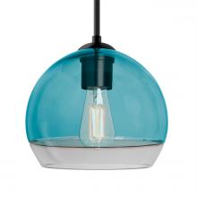 Besa Lighting J-ALLY8BL-EDIL-BK - Besa, Ally 8 Cord Pendant For Multiport Canopy, Coral Blue/Clear, Black Finish, 1x8W LED Filament