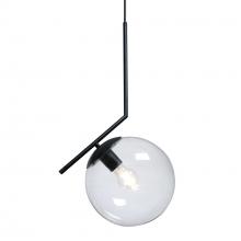 Besa Lighting J-HUGO-EDIL-BK - Besa Hugo Pendant, Clear/Inner Bubble, Black Finish, 1x8W LED Filament