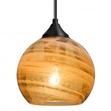 Besa Lighting J-JILLYAM-EDIL-BK - Besa, Jilly Cord Pendant For Multiport Canopy, Vapor Amber, Black Finish, 1x5W LED Filament