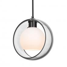 Besa Lighting J-MANACL-LED-BK - Besa Mana Pendant For Multiport Canopy, Clear/Opal, Black Finish, 1x9W LED