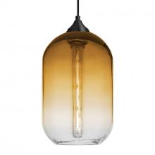 Besa Lighting J-OMEGA12AM-EDIL-BK - Besa, Omega 12 Cord Pendant For Multiport Canopies, Amber/Clear, Black Finish