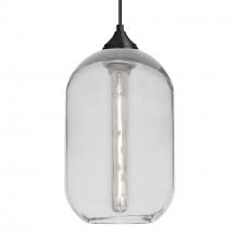 Besa Lighting J-OMEGA12CL-EDIL-BK - Besa, Omega 12 Cord Pendant For Multiport Canopies, Clear, Black Finish, 1x4W LED Filament