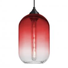 Besa Lighting J-OMEGA12RD-EDIL-BK - Besa, Omega 12 Cord Pendant For Multiport Canopies, Red/Clear, Black Finish, 1x4W LED Filament