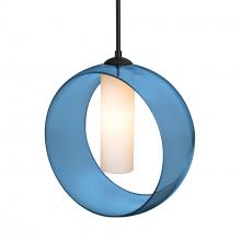 Besa Lighting J-PLATOBL-LED-BK - Besa, Plato Cord Pendant For Multiport Canopies, Blue/Opal, Black Finish, 1x5W LED