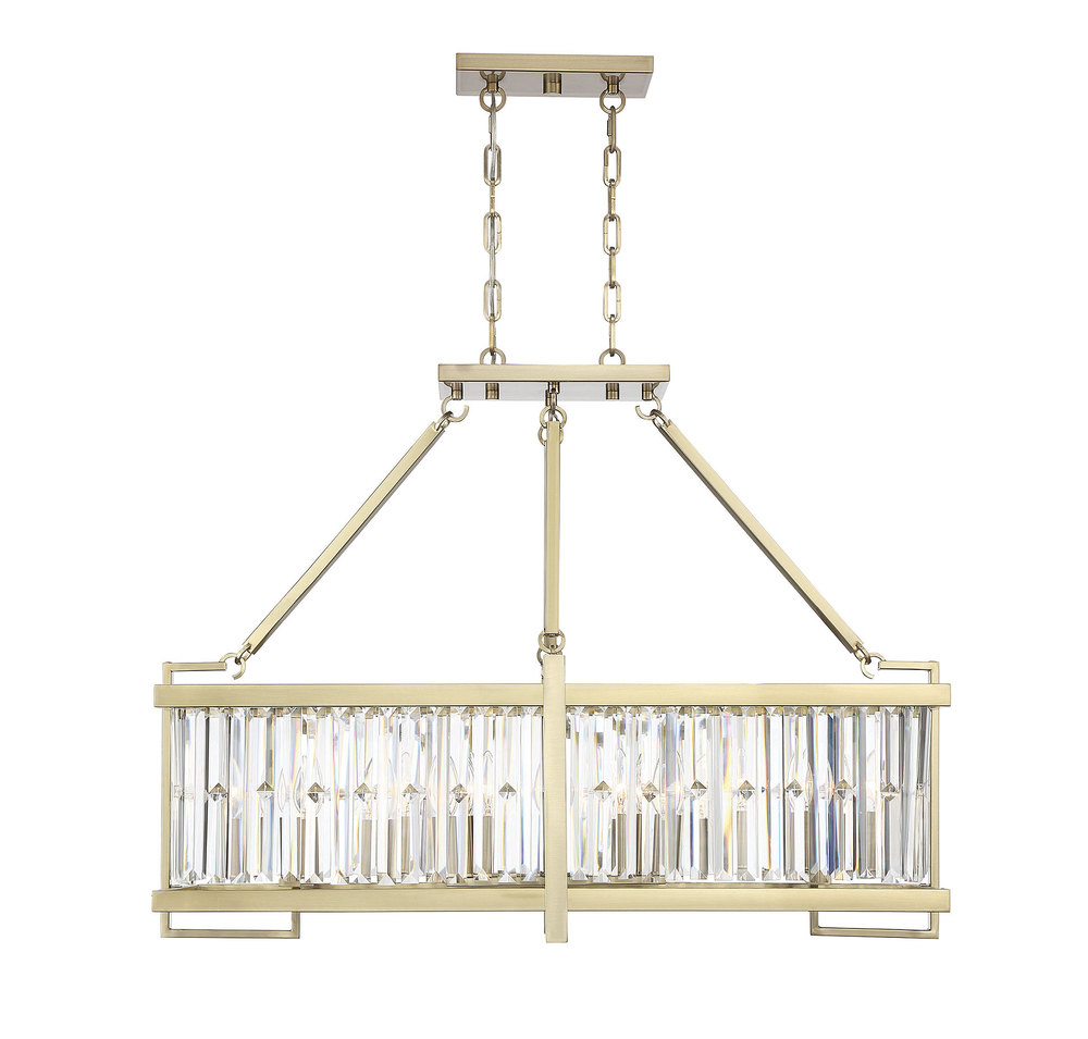 Cologne 8-Light Linear Chandelier in Noble Brass