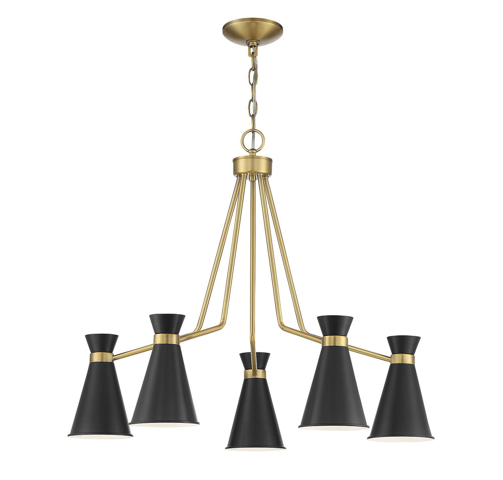 Lamar 5-Light Chandelier in Black with Brass Accents