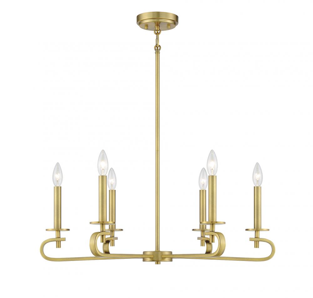 Torino 6-Light Chandelier in Warm Brass