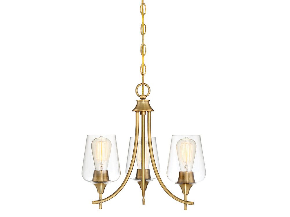 Octave 3-light Chandelier In Warm Brass