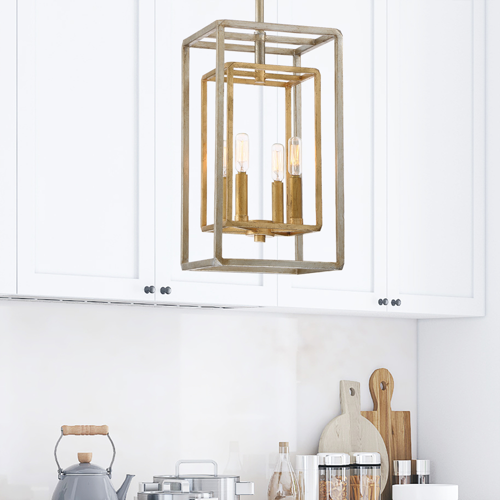 Berlin 4-Light Pendant in Argentum and Gold