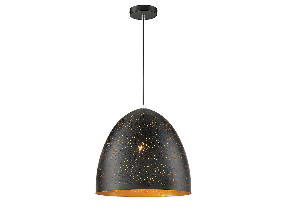 Graham 1-Light Pendant in Black with Gold Leaf