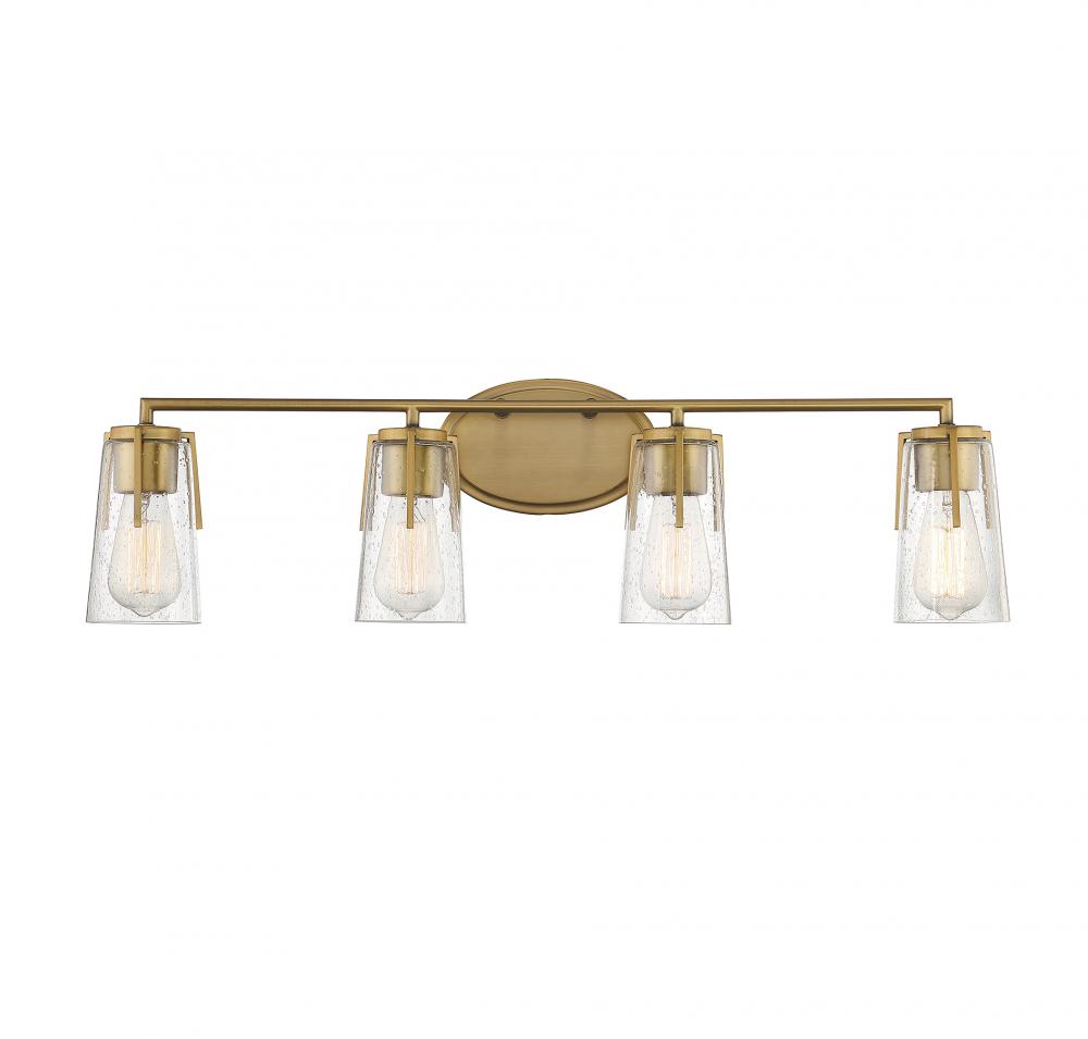 Sacremento 4-Light Bathroom Vanity Light in Warm Brass