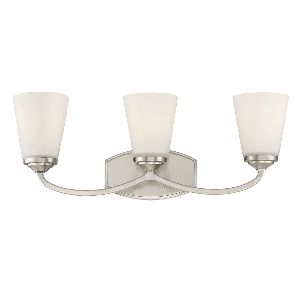 Jordan 3-Light Bathroom Vanity Light in Satin Nickel