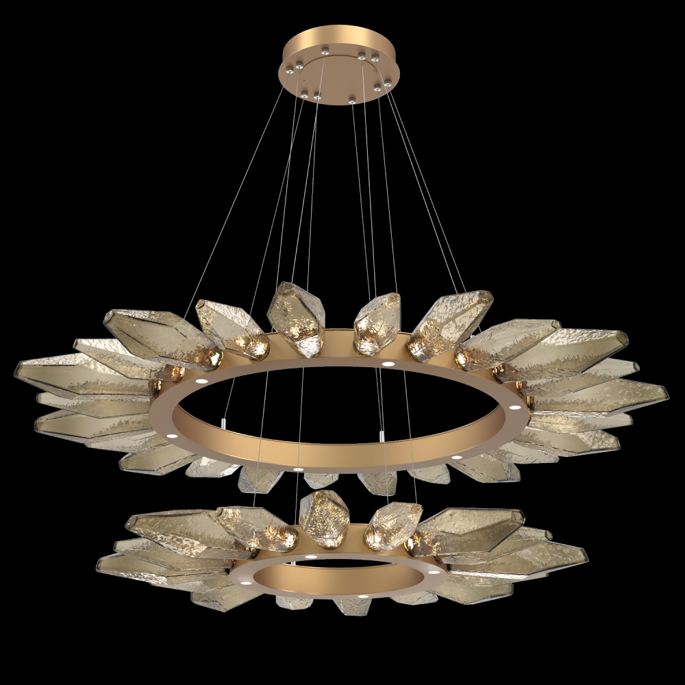Rock Crystal Radial Ring Two Tier - 42/56-Novel Brass