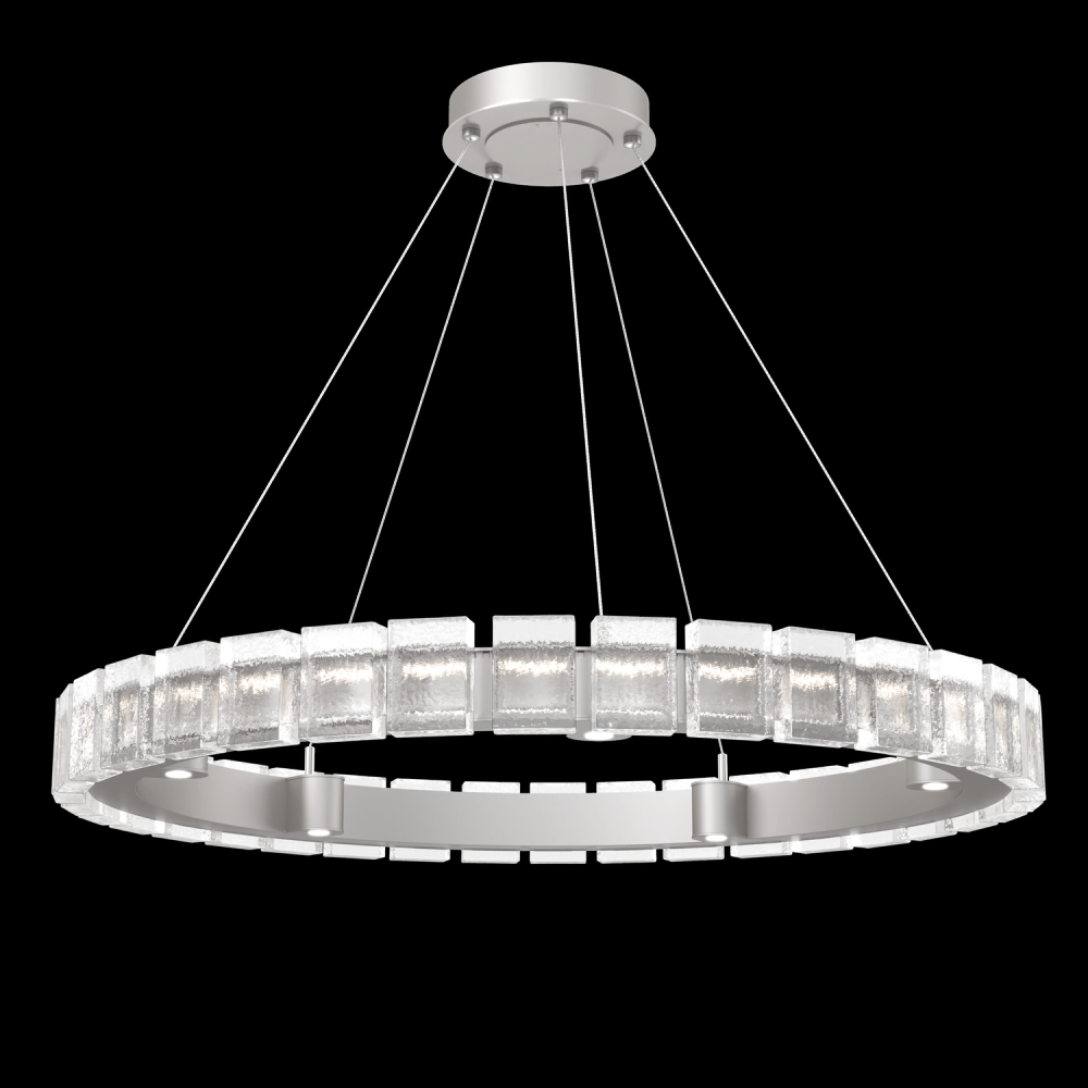 Tessera 38in Ring-Beige Silver-Pavé Cast Glass