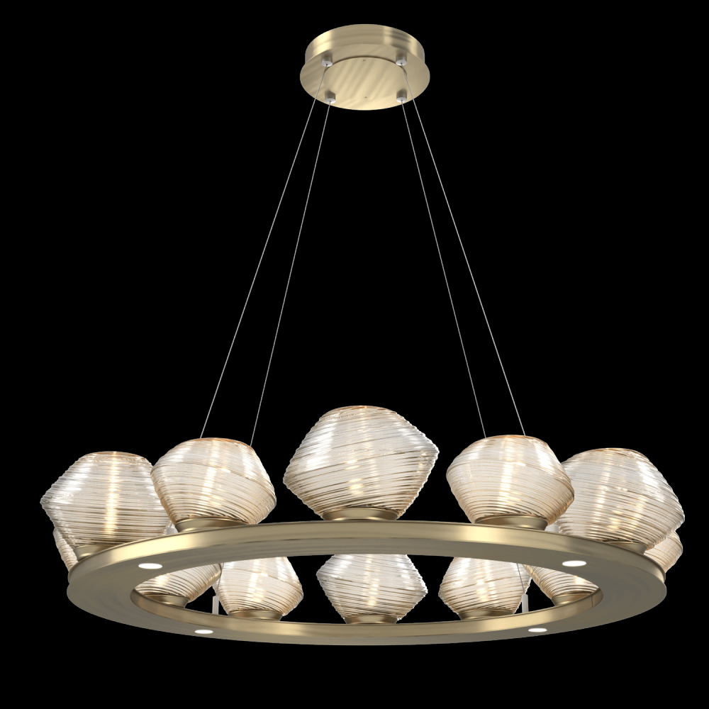 Mesa 36" Ring-Heritage Brass-Amber Blown Glass