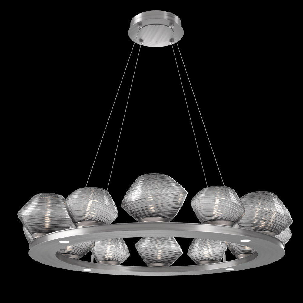 Mesa 36" Ring-Satin Nickel-Smoke Blown Glass