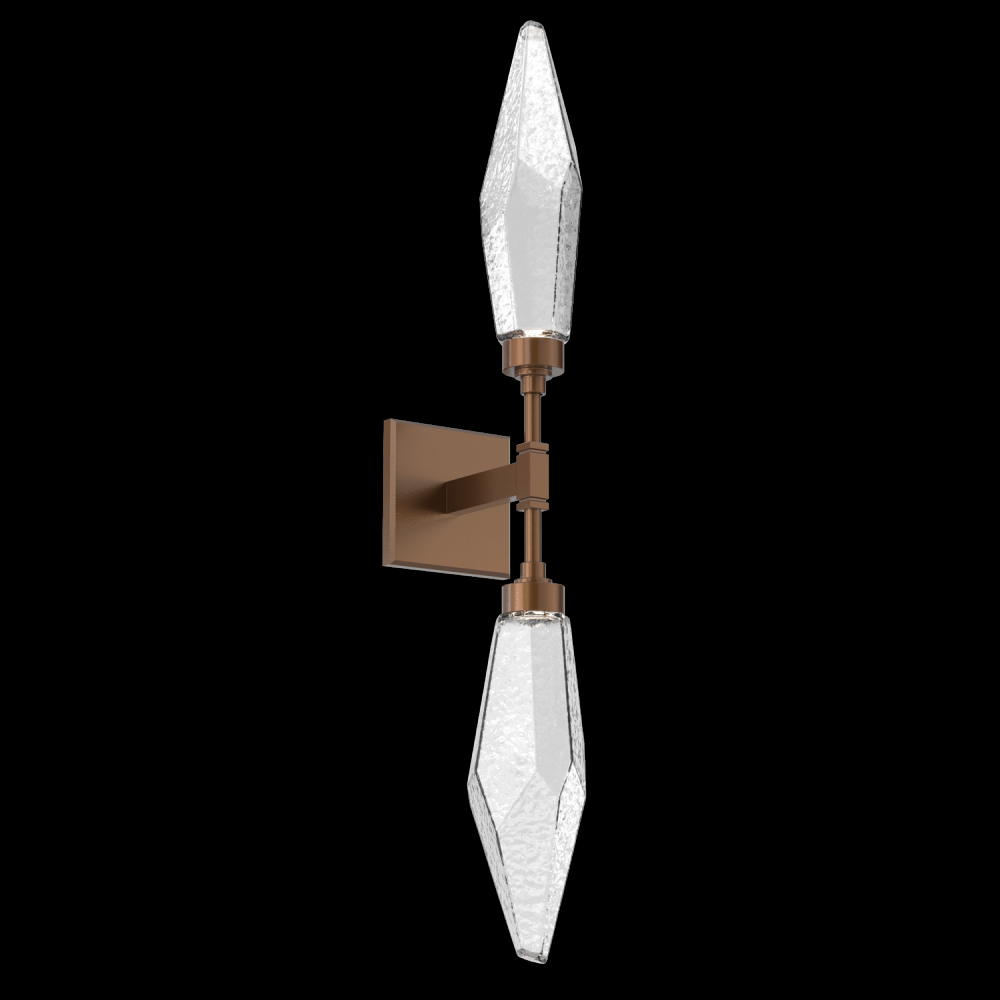 Rock Crystal Double Sconce-Burnished Bronze-Chilled Blown Glass