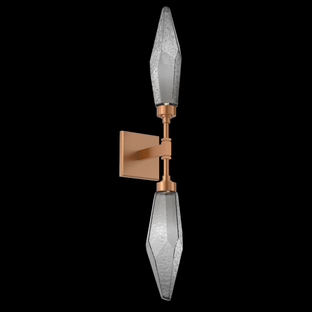 Rock Crystal Double Sconce-Novel Brass-Chilled Blown Glass