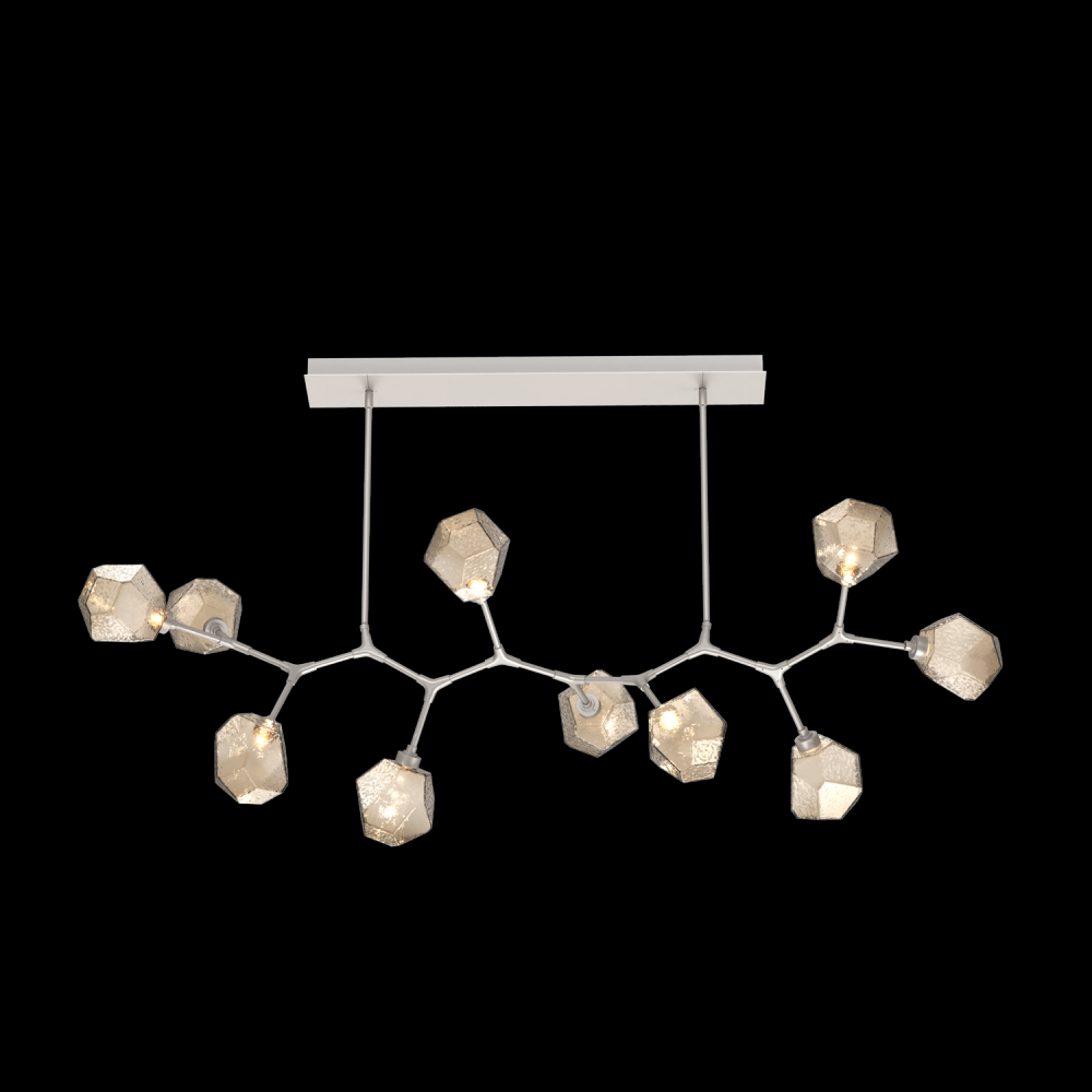 Gem 10pc Branch-Beige Silver-Bronze Blown Glass Gem