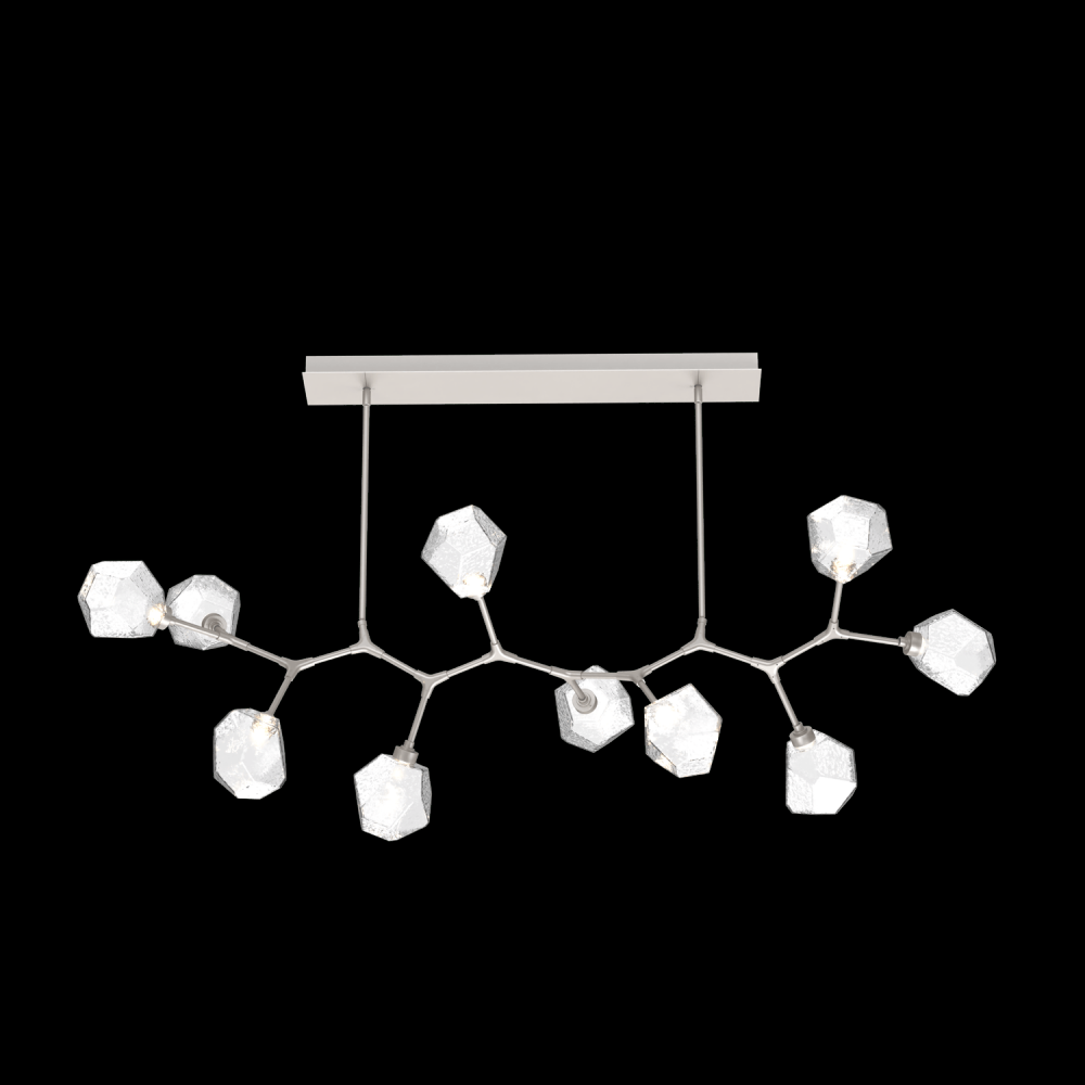 Gem 10pc Branch-Beige Silver-Clear Blown Glass Gem