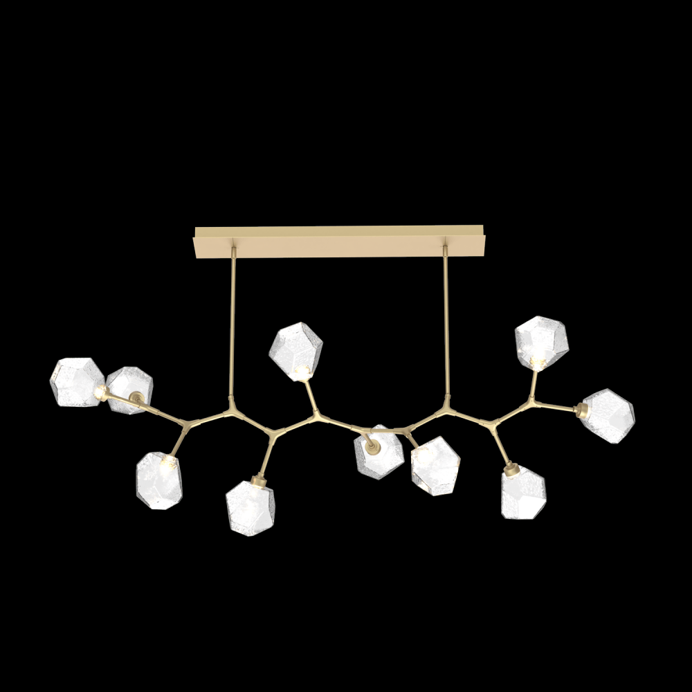 Gem 10pc Branch-Gilded Brass-Clear Blown Glass Gem