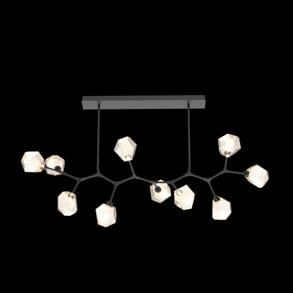 Gem 10pc Branch-Matte Black-Amber Blown Glass Gem