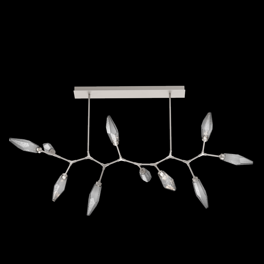 Rock Crystal 10pc Branch-Beige Silver-Chilled Blown Glass