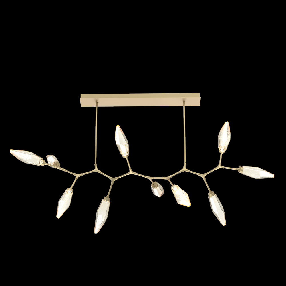 Rock Crystal 10pc Branch-Gilded Brass-Chilled Blown Glass