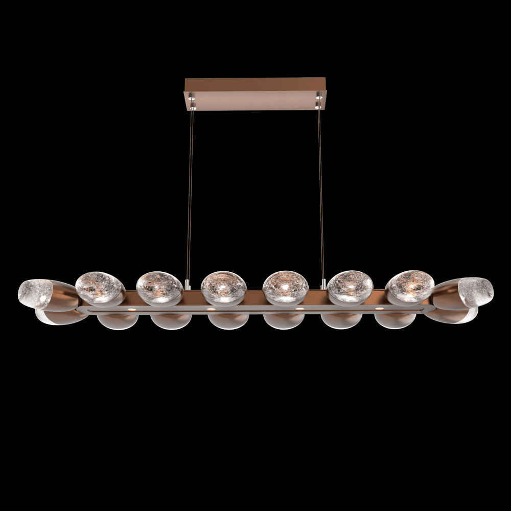 Pebble Linear Suspension 48" Small Glass-Burnished Bronze-Pebble Clear