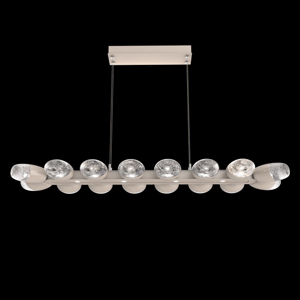 Pebble Linear Suspension 48" Small Glass-Beige Silver-Pebble Clear