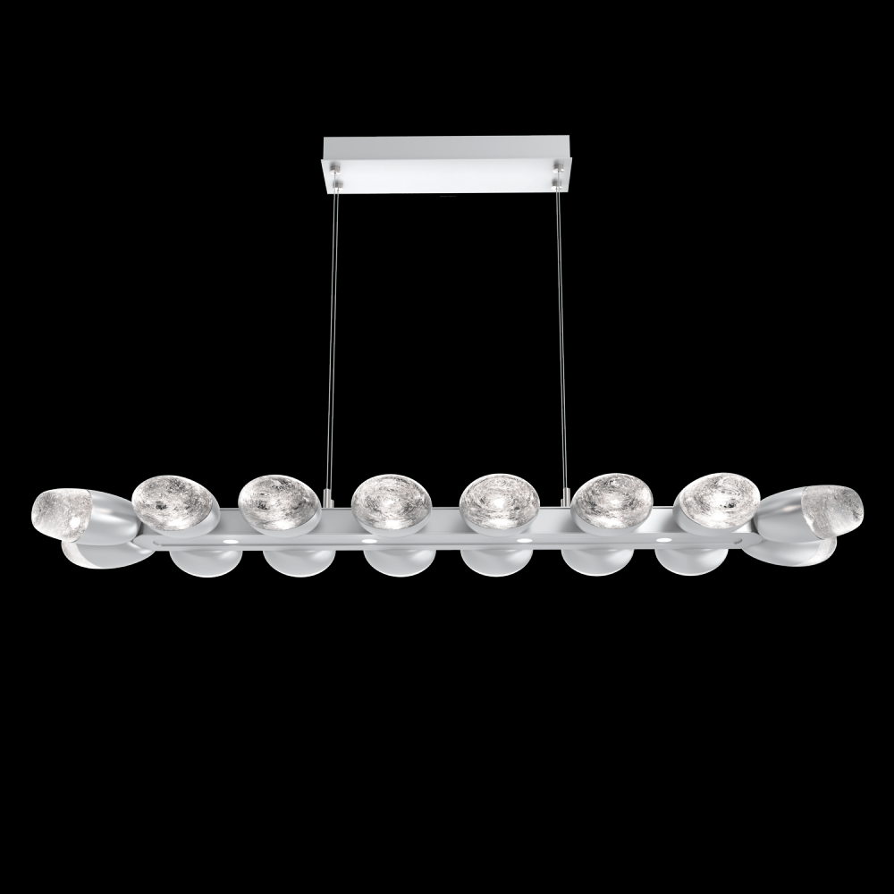 Pebble Linear Suspension 48" Small Glass-Classic Silver-Pebble Clear