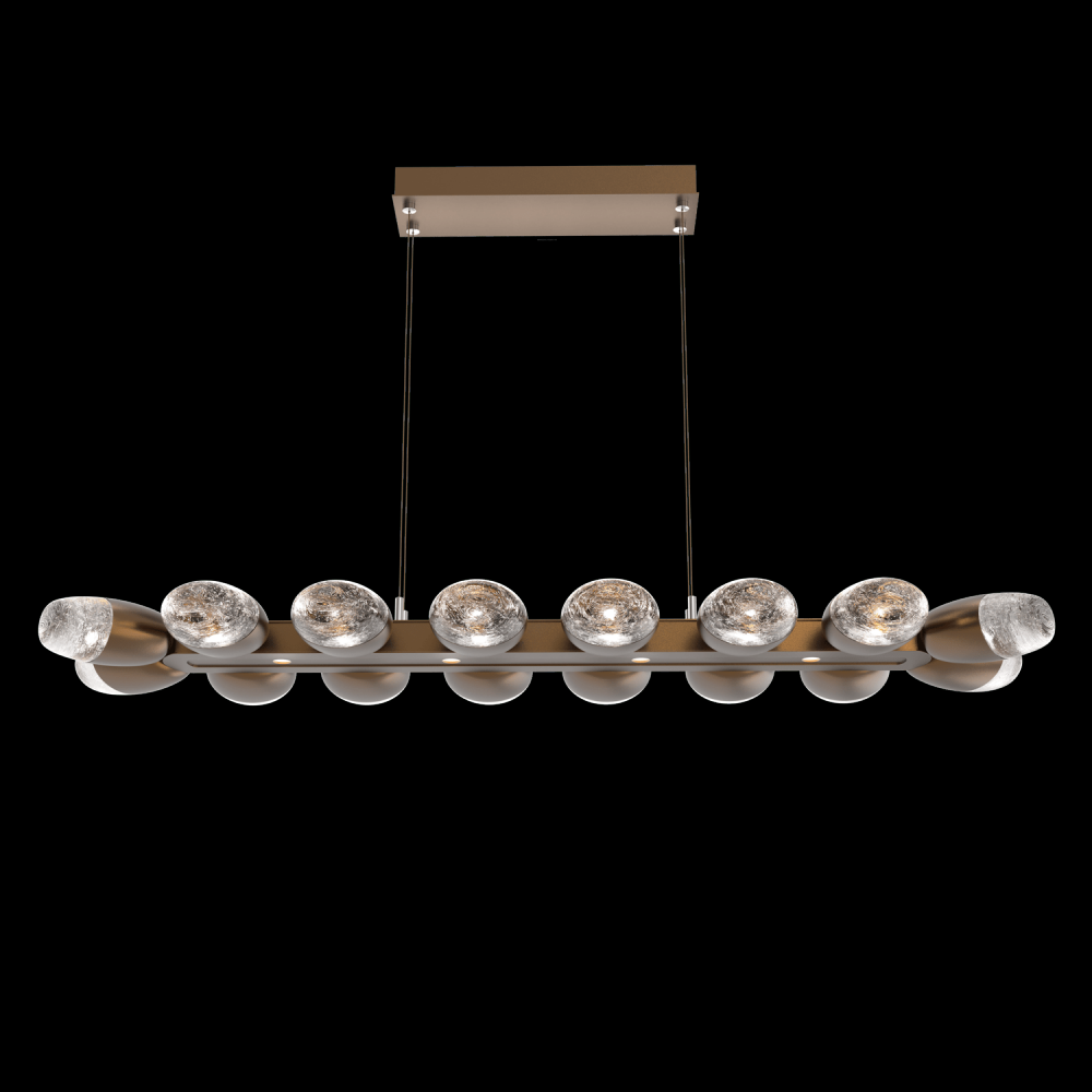 Pebble Linear Suspension 48" Small Glass-Flat Bronze-Pebble Clear