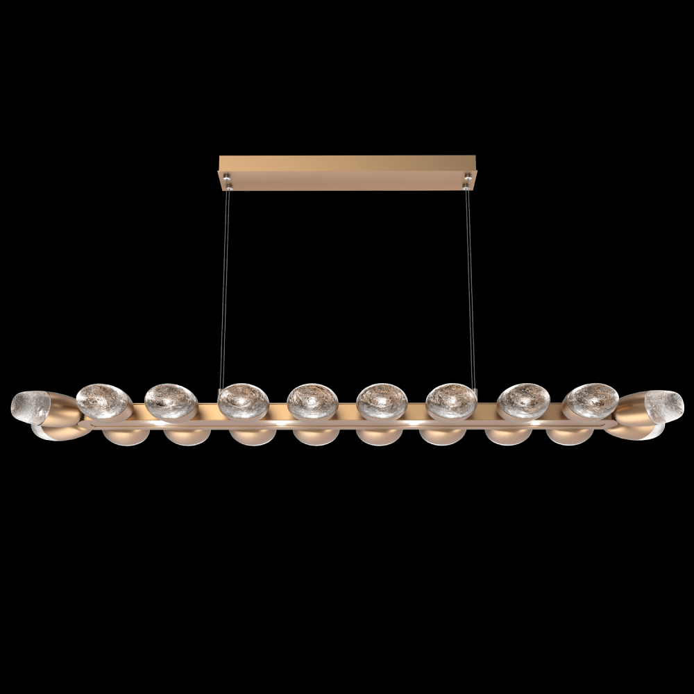 Pebble Linear Suspension 60" Small Glass-Novel Brass-Pebble Clear