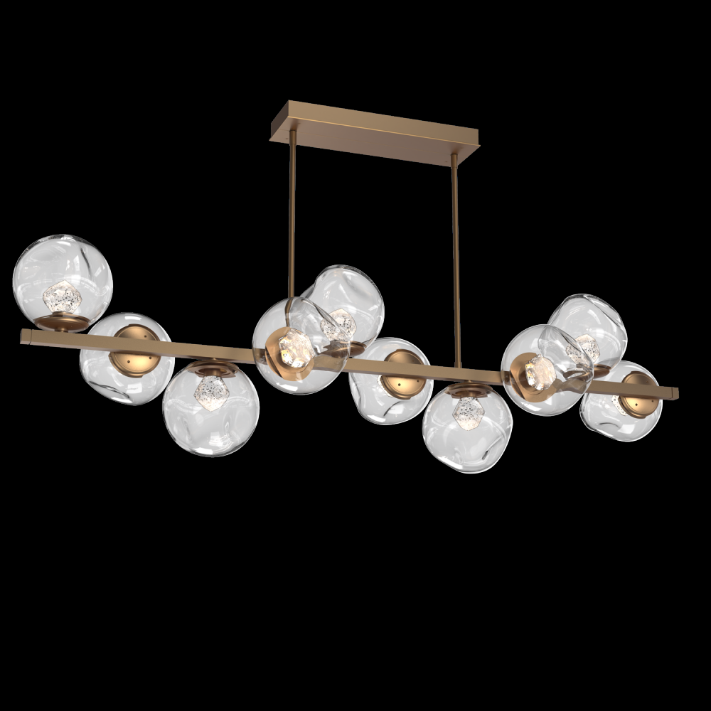 Luna 10pc Twisted Branch-Novel Brass-Zircon Inner - Clear Outer-Threaded Rod Suspension-LED 2700K