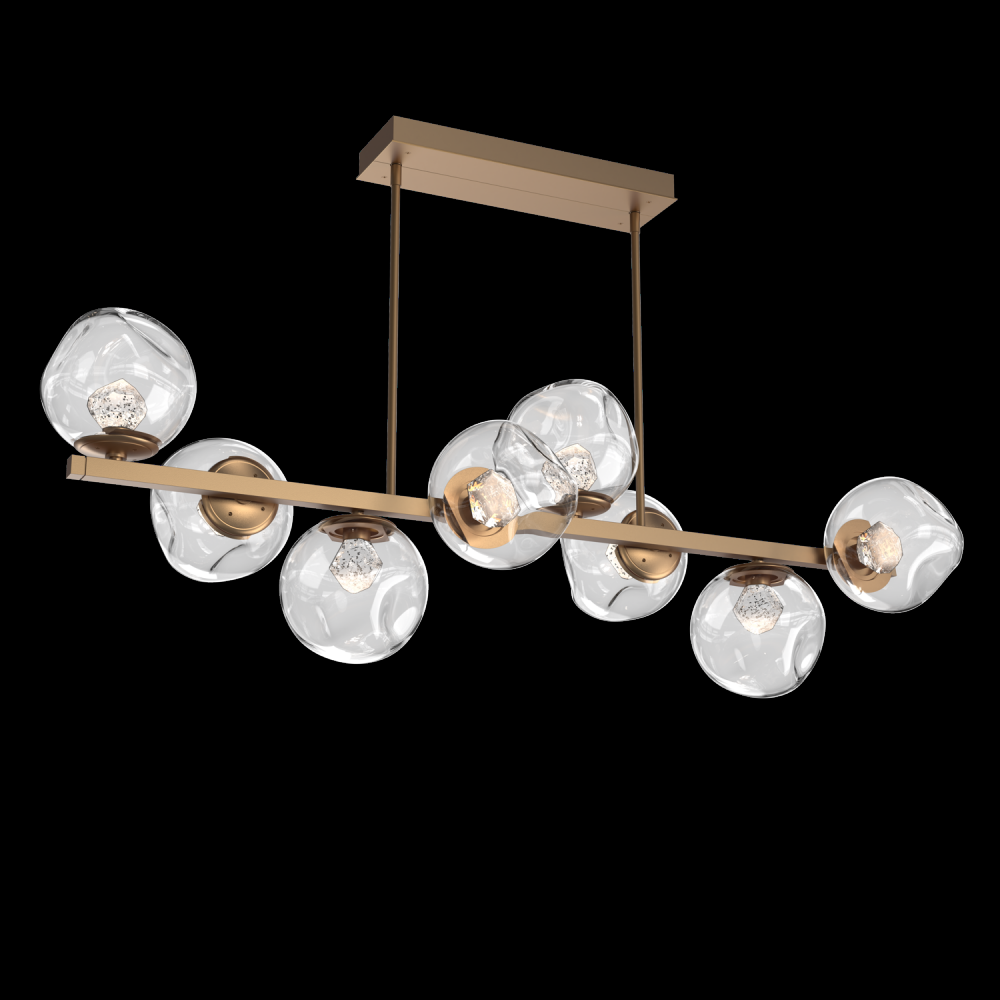 Luna 8pc Twisted Branch-Novel Brass-Zircon Inner - Clear Outer-Threaded Rod Suspension-LED 2700K