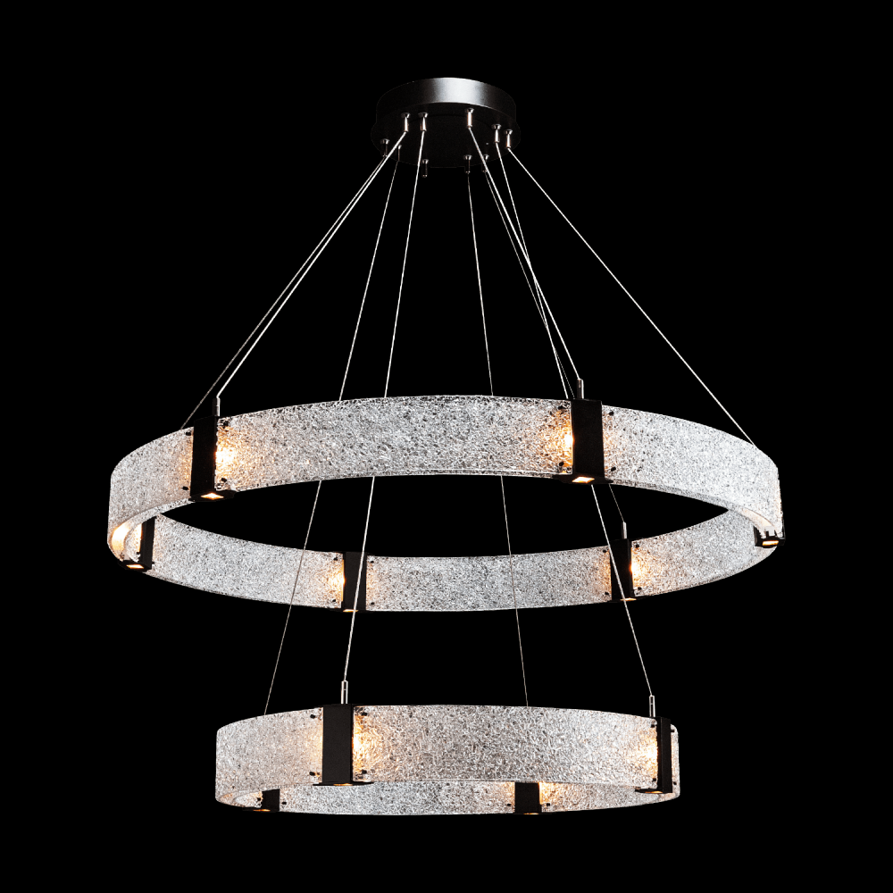 Two Tier Parallel Ring Chandelier-2D-Novel Brass