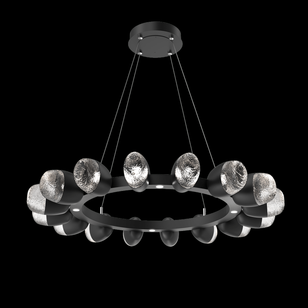 Pebble 36" Ring (16 Small Glass)-Matte Black-Pebble Clear