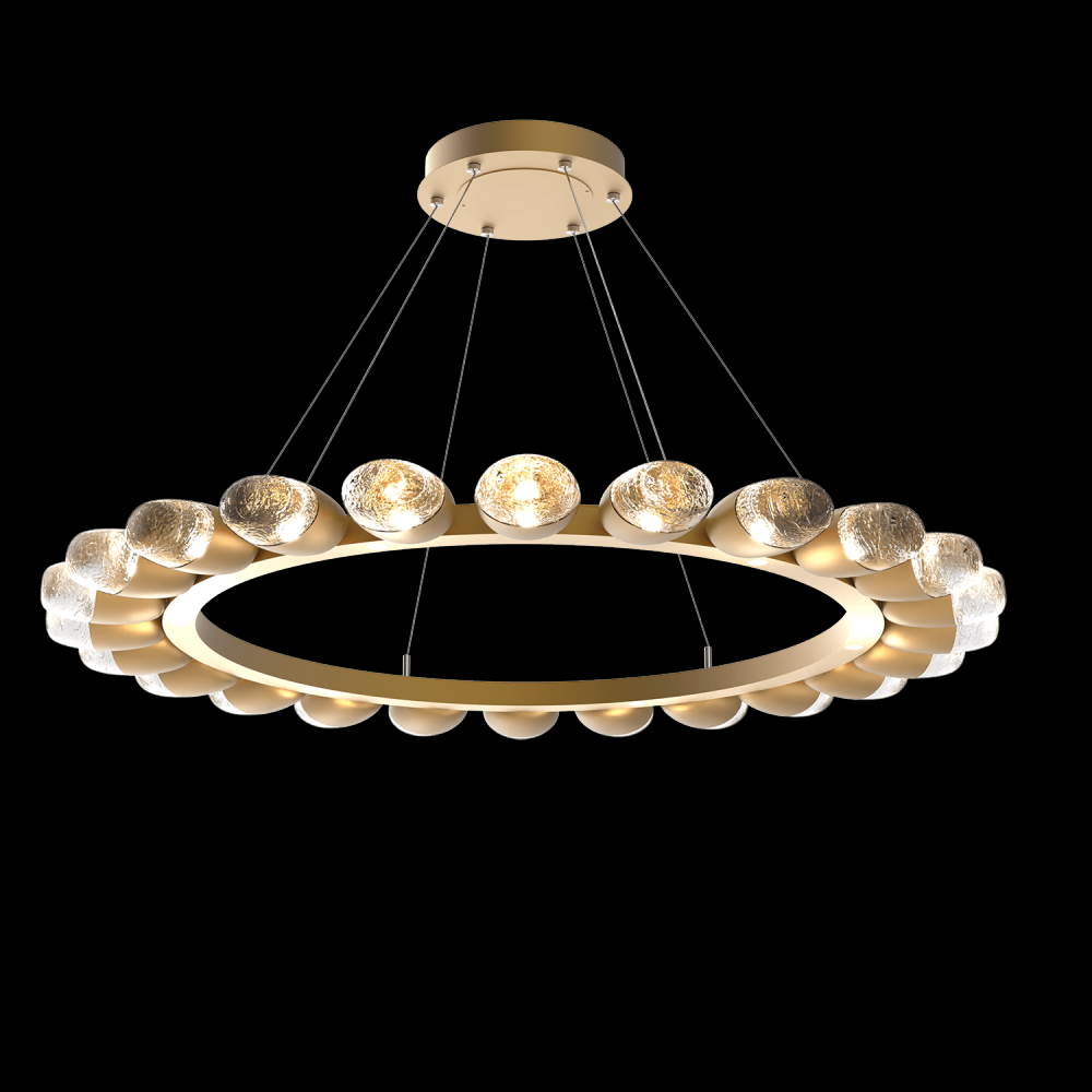 Pebble 48"Ring (24 Small Glass)-Gilded Brass-Pebble Clear